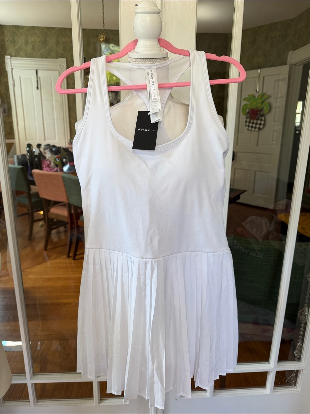 Fabletics White Pleated Tank Skater Dress